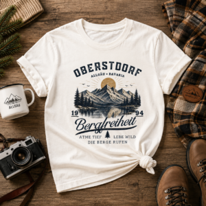Personalisiertes Oberstdorf T-Shirt Bergfreiheit Wunschjahr Vintage Berge Wandern Outdoor Geschenk Allg&auml;u Bayern S-5XL