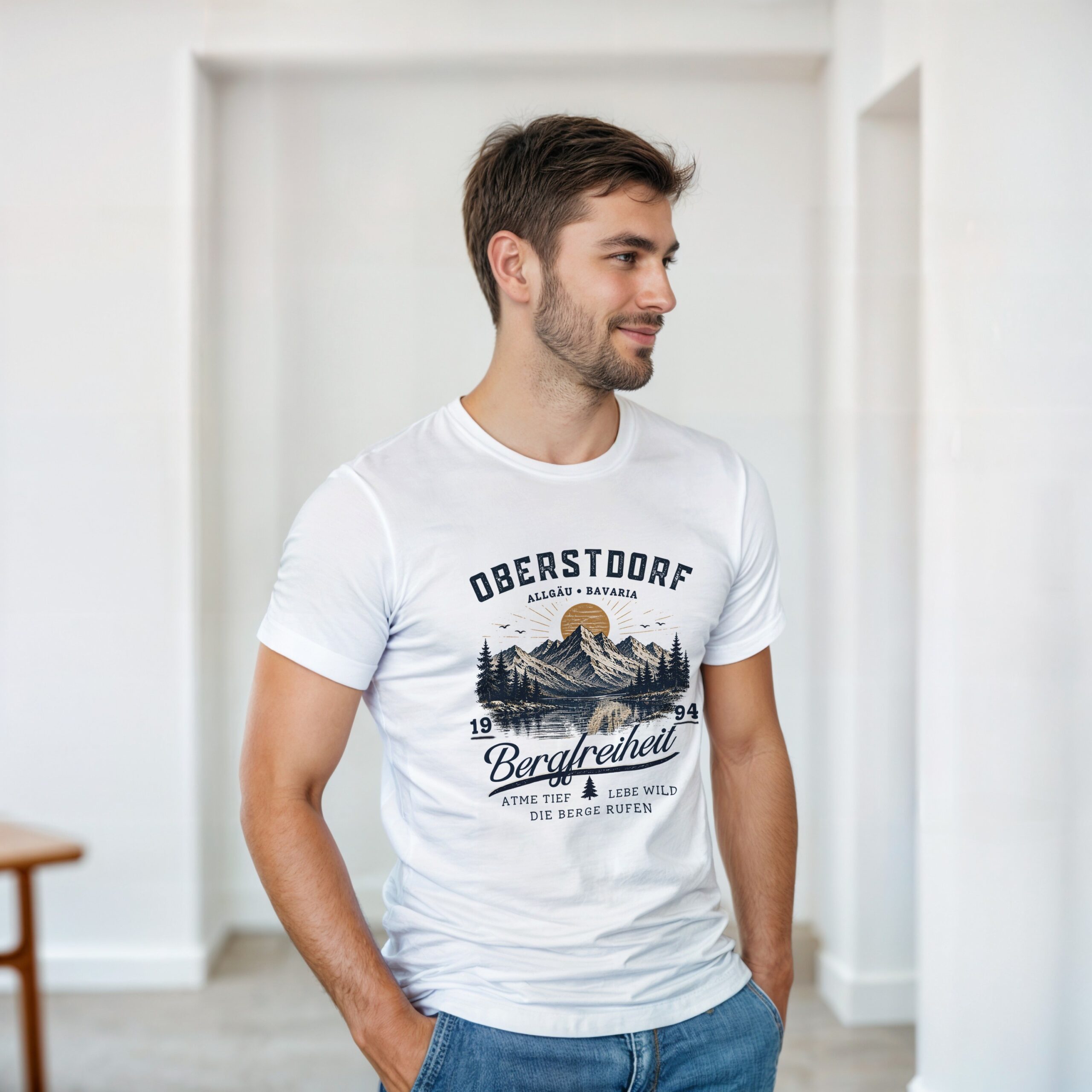 Personalisiertes Oberstdorf T-Shirt Bergfreiheit Wunschjahr Vintage Berge Wandern Outdoor Geschenk Allgäu Bayern S-5XL – Bild 4
