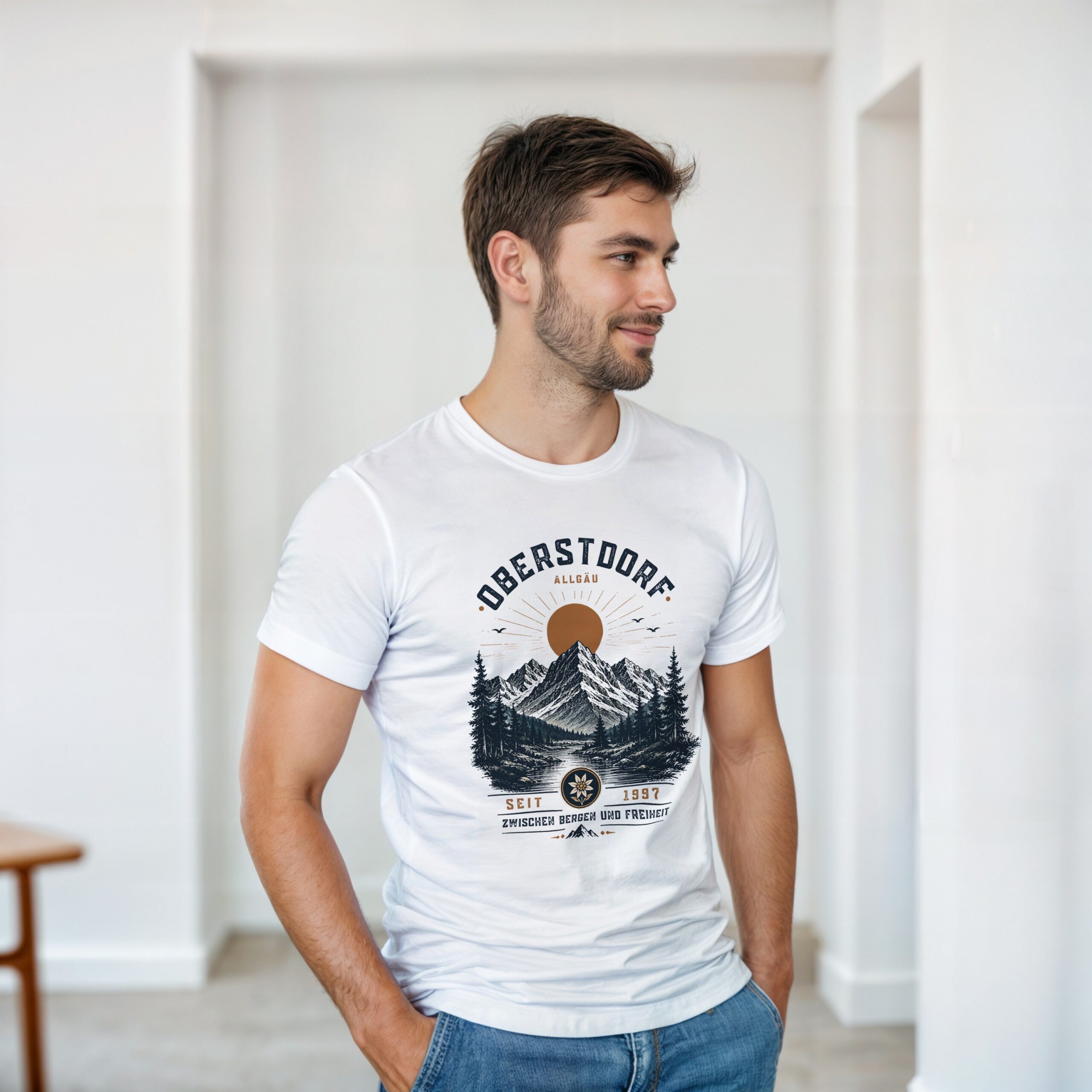 Personalisiertes Oberstdorf T-Shirt Wunschjahr Berge Shirt Vintage Allgäu Wandern Geschenk Outdoor Natur Bekleidung Bayern Alpen S-5XL – Bild 4